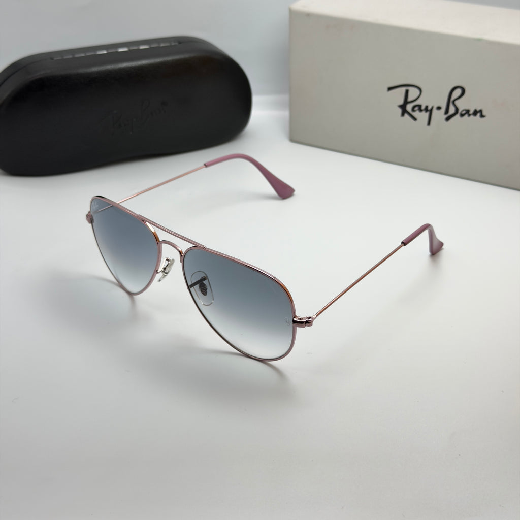 Ray-Ban Aviator RB3025 – Or Rose & Verres Minéraux Bleu Dégradé