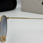 Ray-Ban Round Metal RB3447 – Or & Verres Minéraux Bleu Dégradé