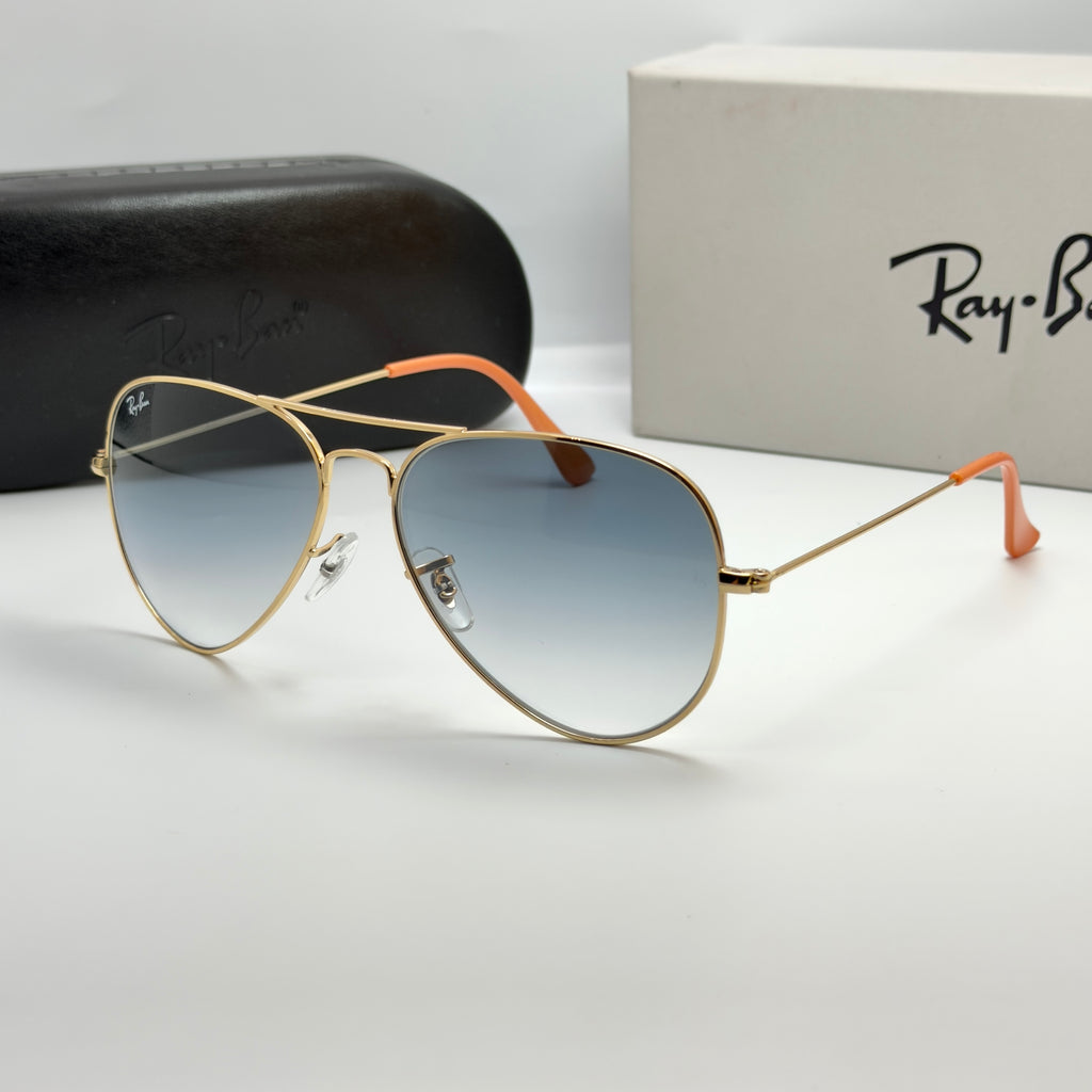Ray-Ban Aviator RB3025 – Gold & Verres Minéraux Bleu Dégradé