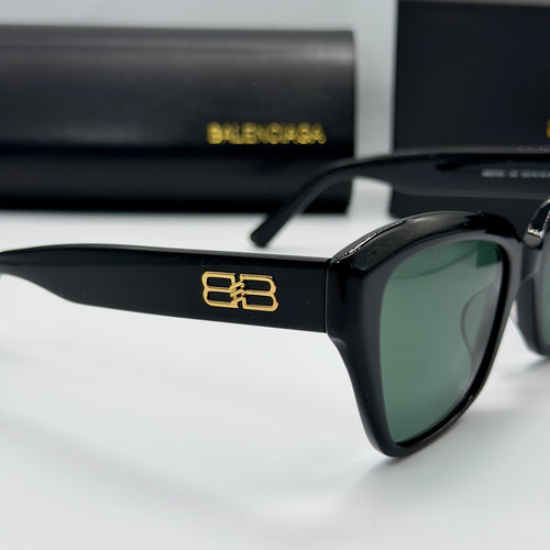 Balenciaga BB0273SA 004 - Acétate Noir & Verres Verts