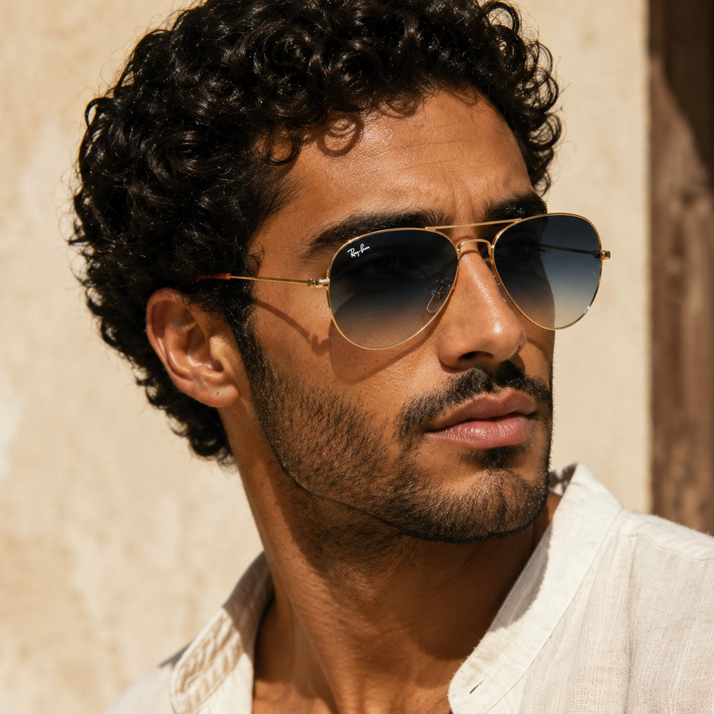 Ray-Ban Aviator RB3025 – Gold & Verres Minéraux Bleu Dégradé