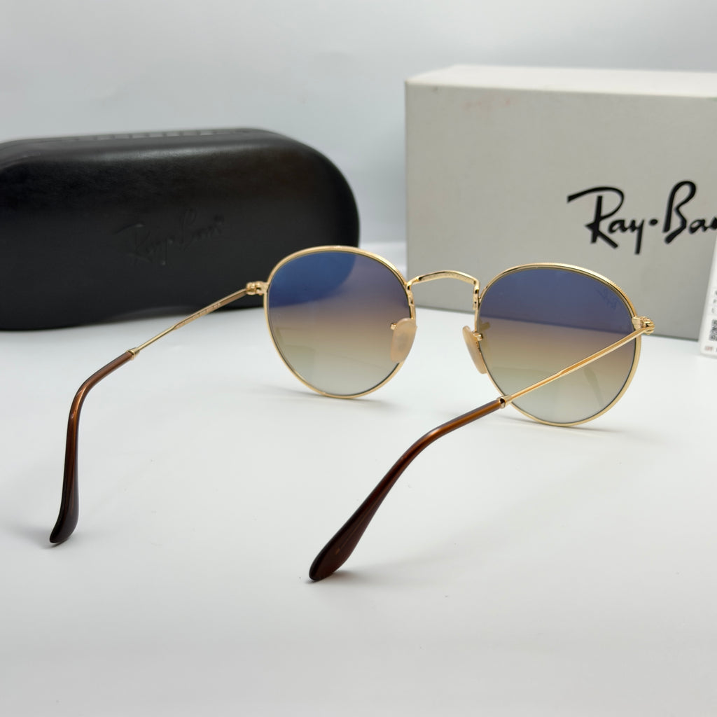 Ray-Ban Round Metal RB3447 – Or & Verres Minéraux Marron Dégradé