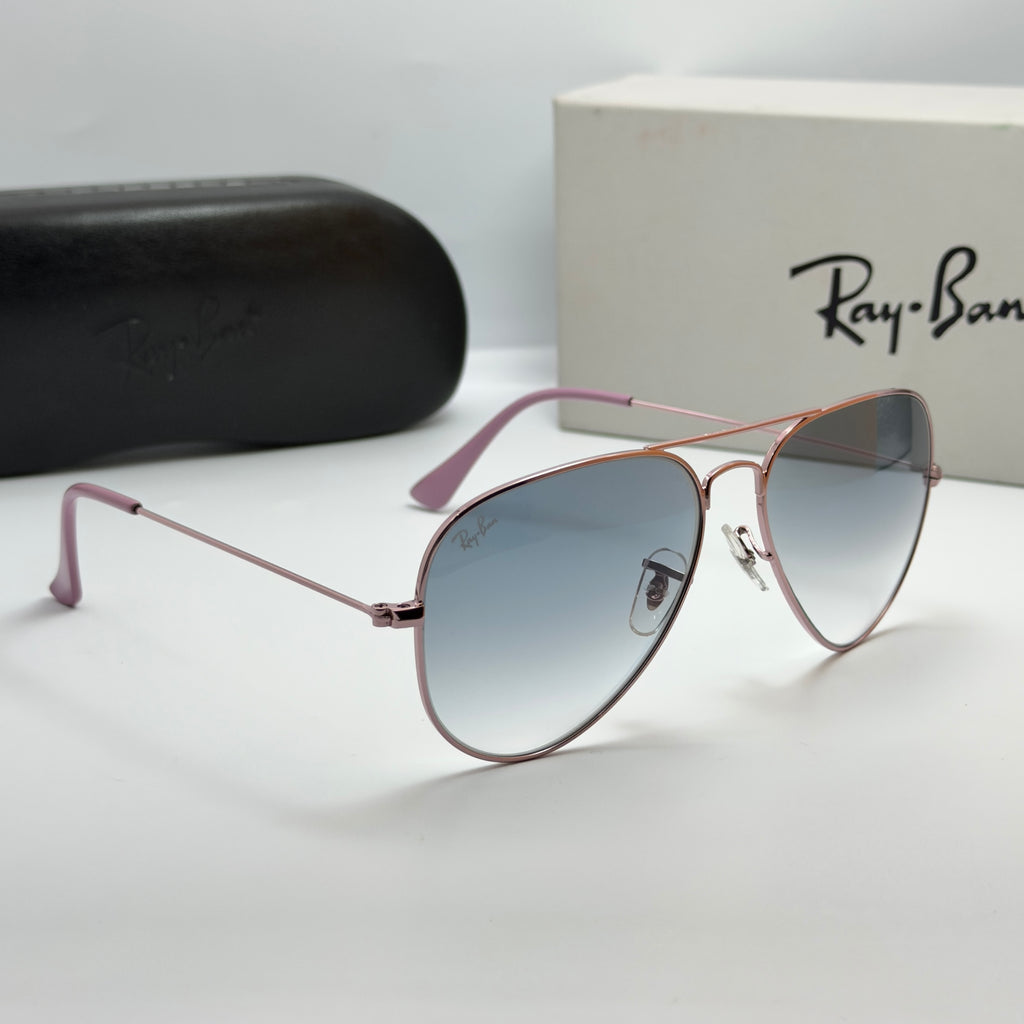 Ray-Ban Aviator RB3025 – Or Rose & Verres Minéraux Bleu Dégradé
