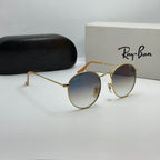 Ray-Ban Round Metal RB3447 – Or & Verres Minéraux Bleu Dégradé
