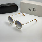 Ray-Ban Round Metal RB3447 – Or & Verres Minéraux Bleu Dégradé