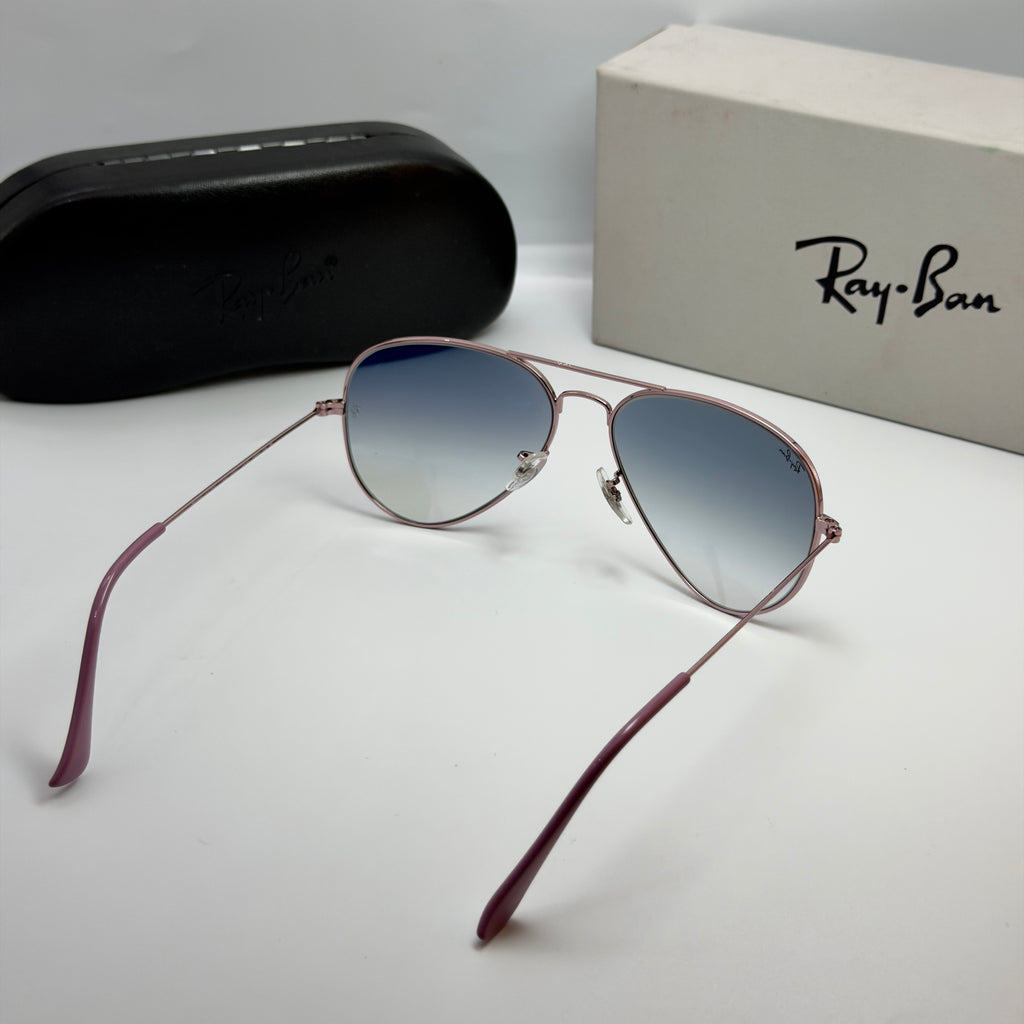 Ray-Ban Aviator RB3025 – Or Rose & Verres Minéraux Bleu Dégradé