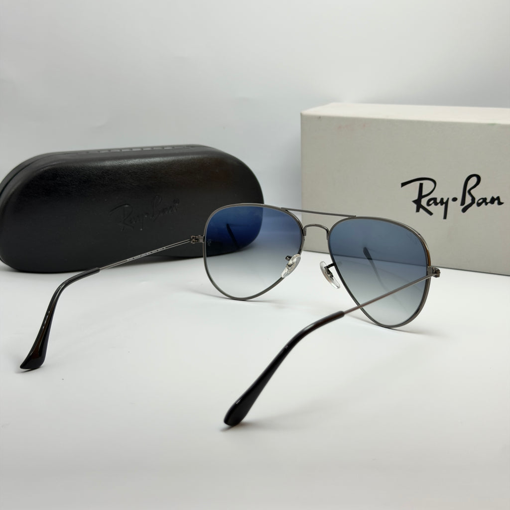 Ray-Ban Aviator RB3025 – Gunmetal & Verres Minéraux Bleu Dégradé