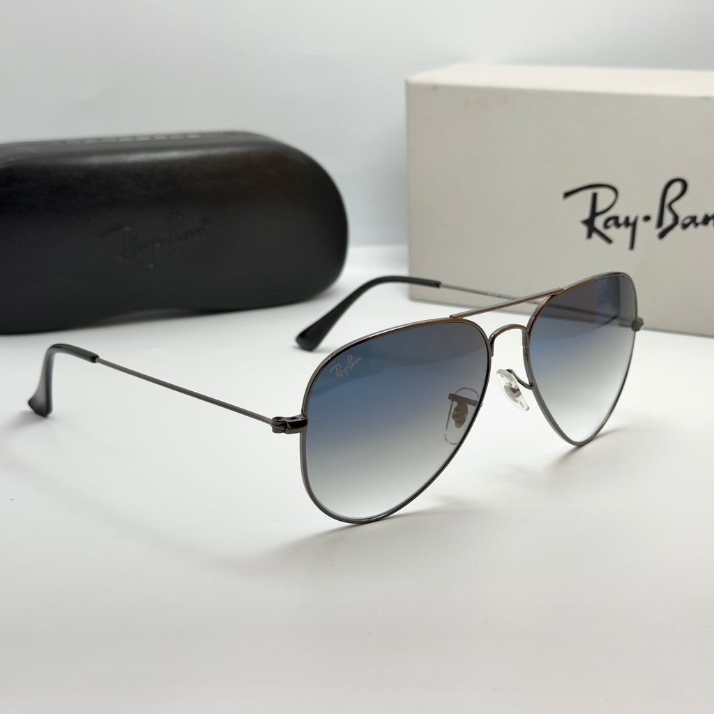 Ray-Ban Aviator RB3025 – Gunmetal & Verres Minéraux Bleu Dégradé