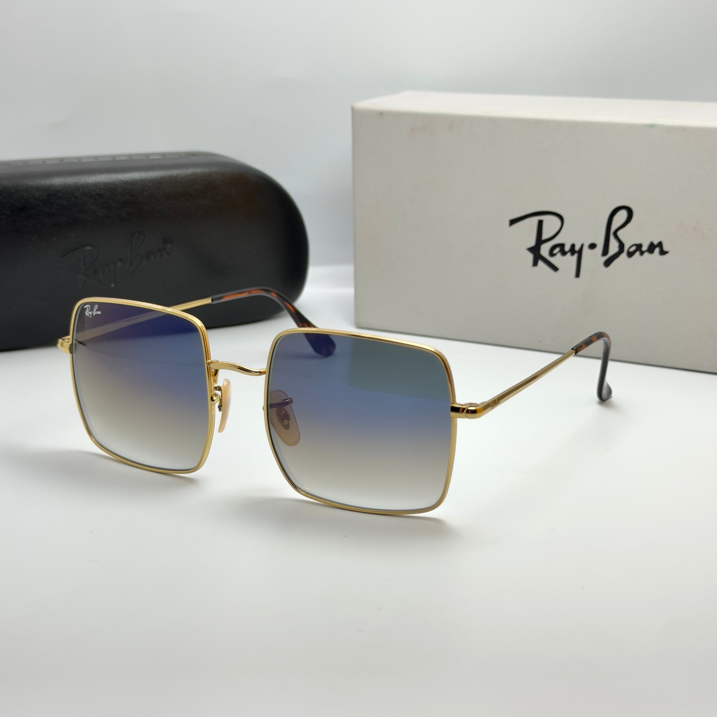 Ray-Ban Square 1971 Doré / Verre Bleu Dégradé