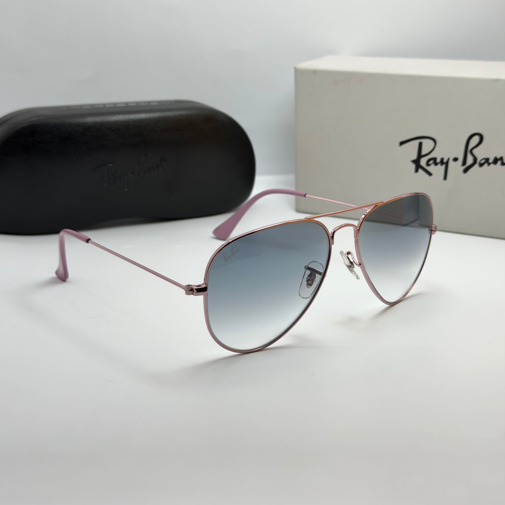 Ray-Ban Aviator RB3025 – Or Rose & Verres Minéraux Bleu Dégradé