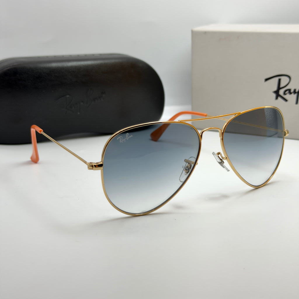 Ray-Ban Aviator RB3025 – Gold & Verres Minéraux Bleu Dégradé