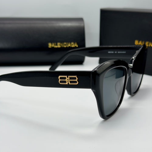 Balenciaga BB0273SA 001 - Acétate Noir & Verres Gris