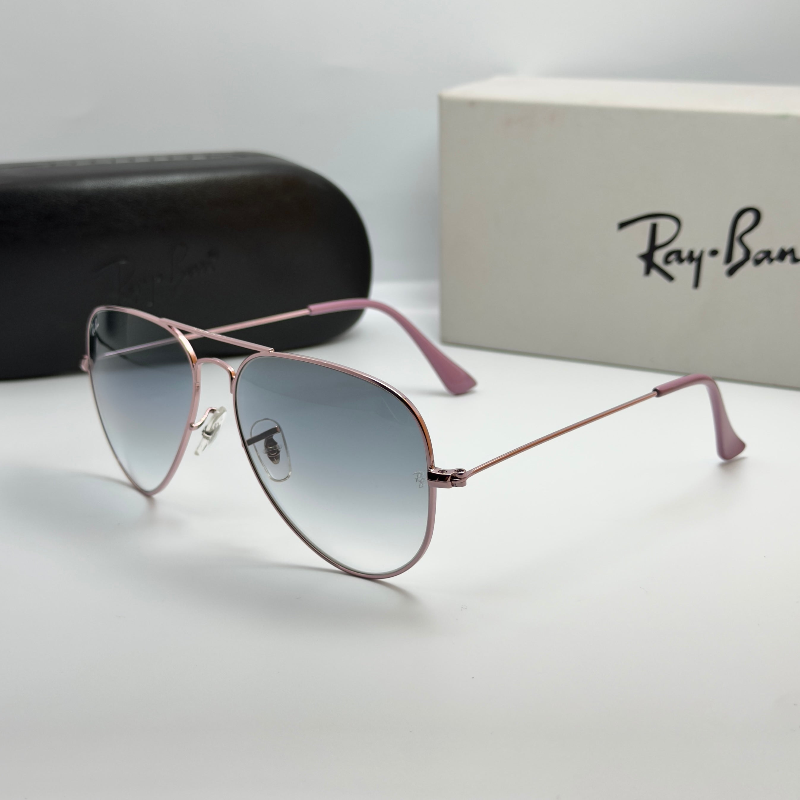 Ray-Ban Aviator RB3025 – Or Rose & Verres Minéraux Bleu Dégradé