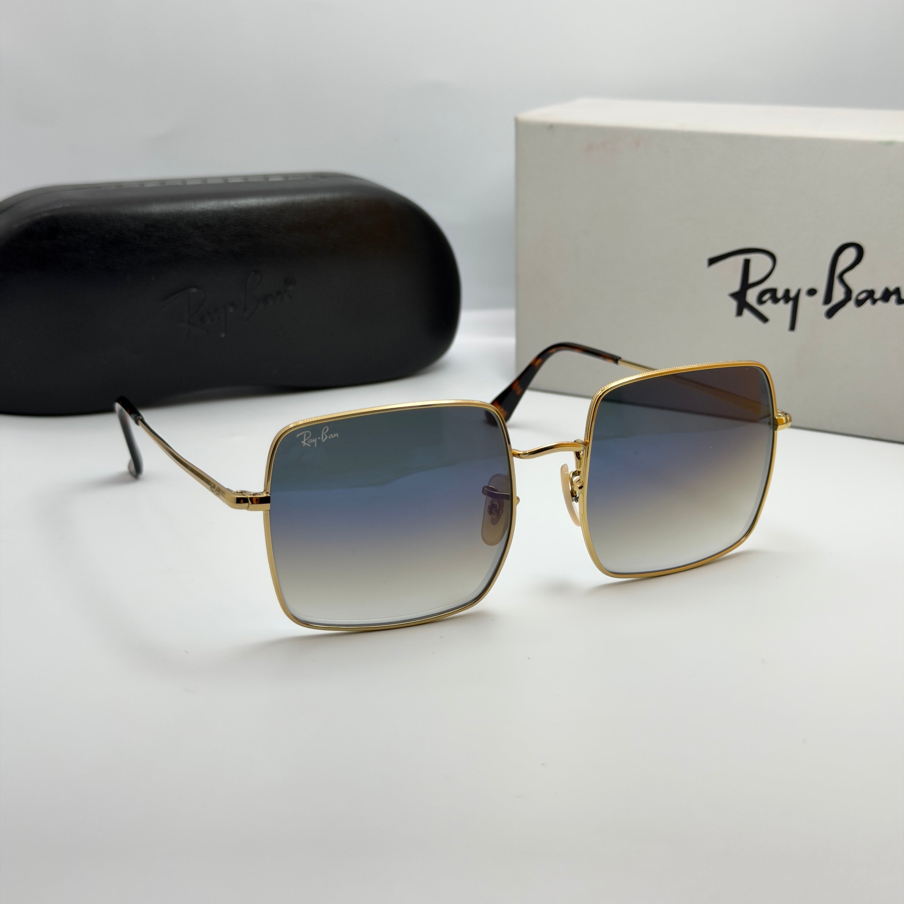 Ray-Ban Square 1971 Doré / Verre Bleu Dégradé