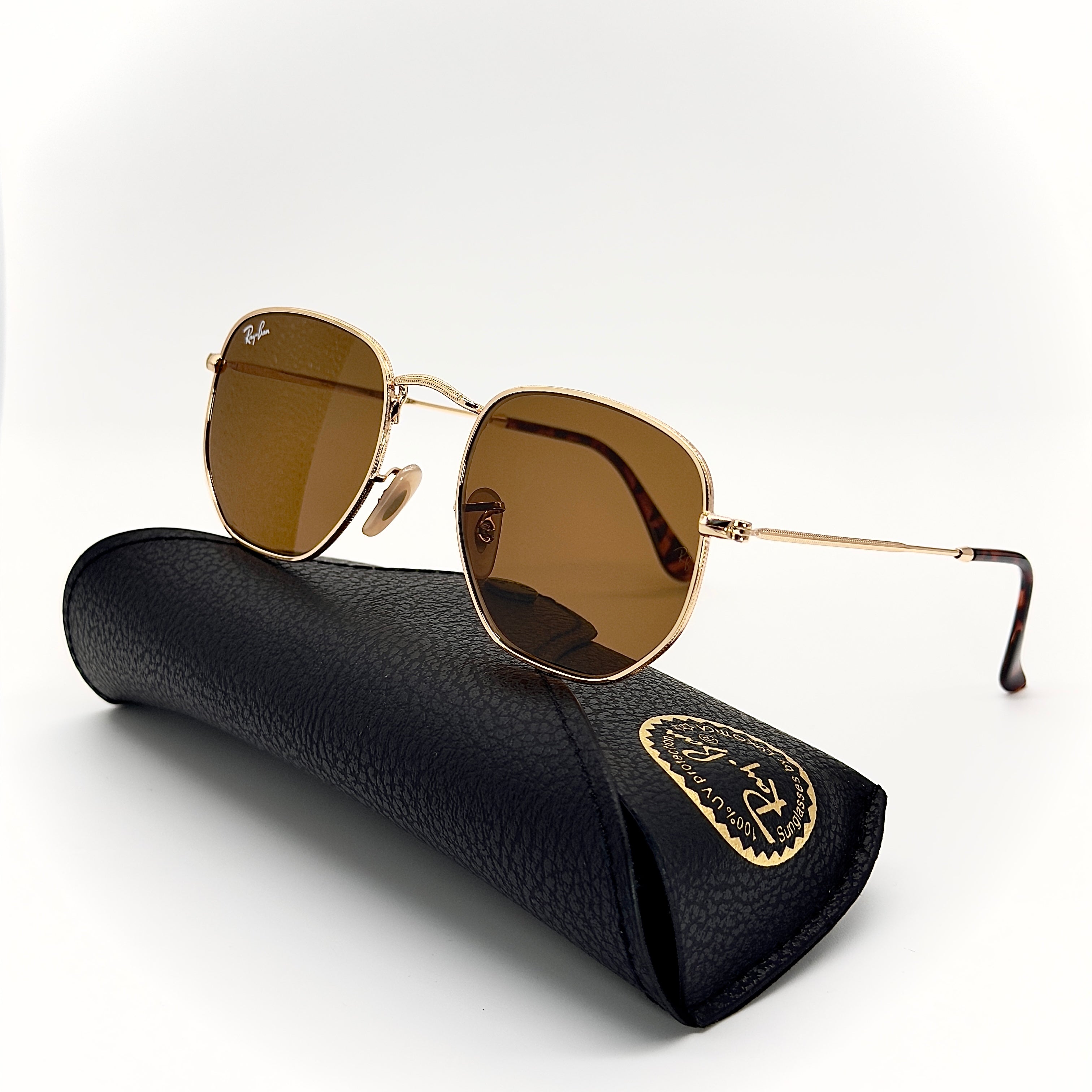 Ray-Ban RB3548-N Hexagonal Gold – Verres Marron